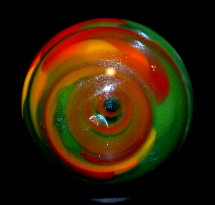 JAY SLACK GLAS MARBLE/1.510″-LUCKY STRIPE WIG-WAG SPLENDOR-AVOCADO,ORANGE, LIME+