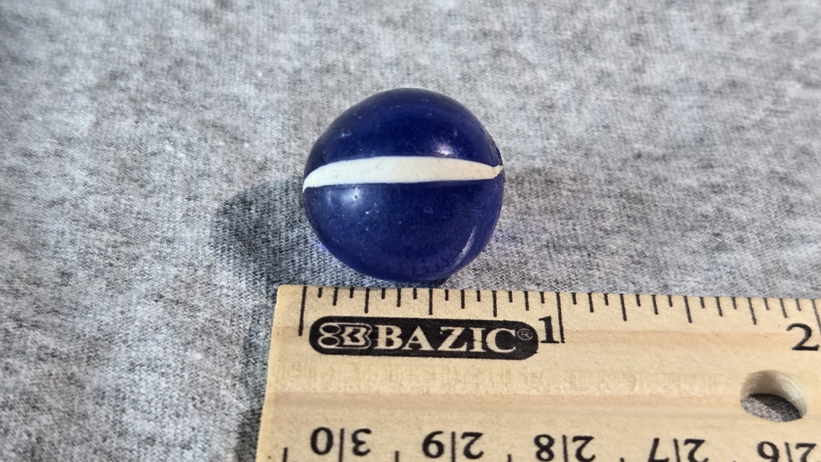 Handmade German Marble – Translucent Blue with Two White Stripes Vintage #001