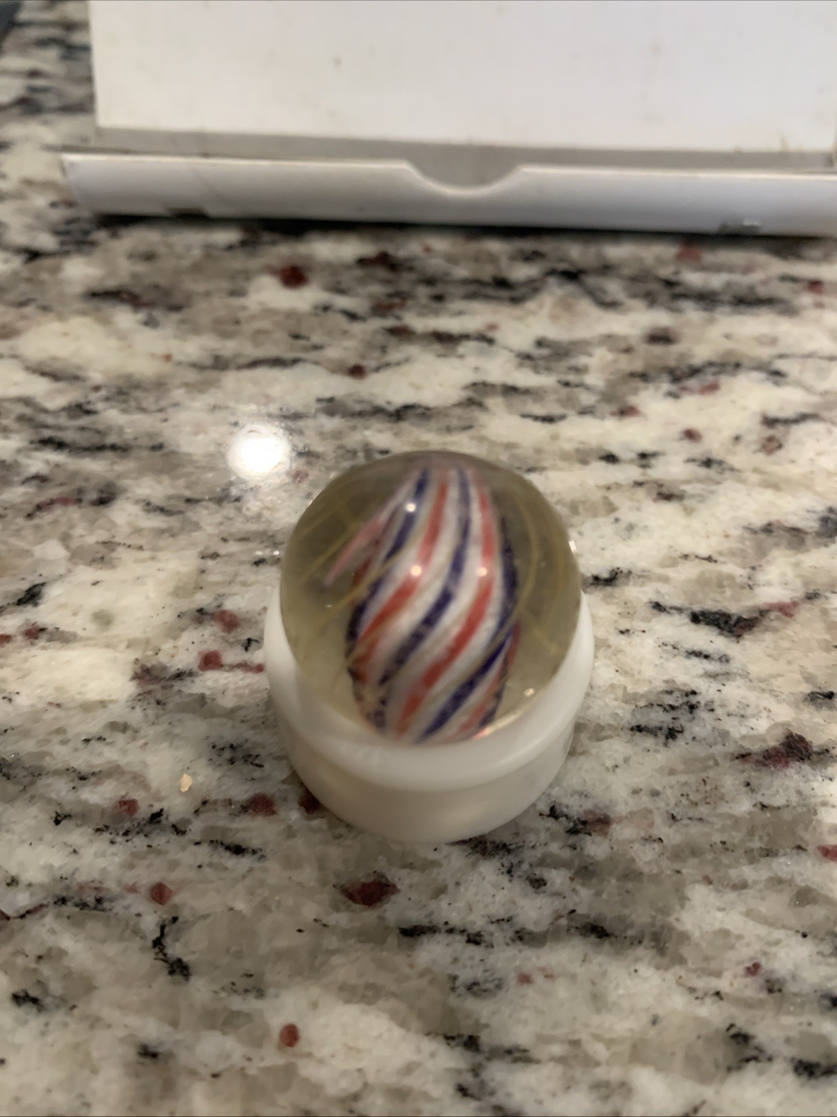 Antique German Handmade Caged Solid Core Swirl Peppermint Near Mint 22mm- .87 In