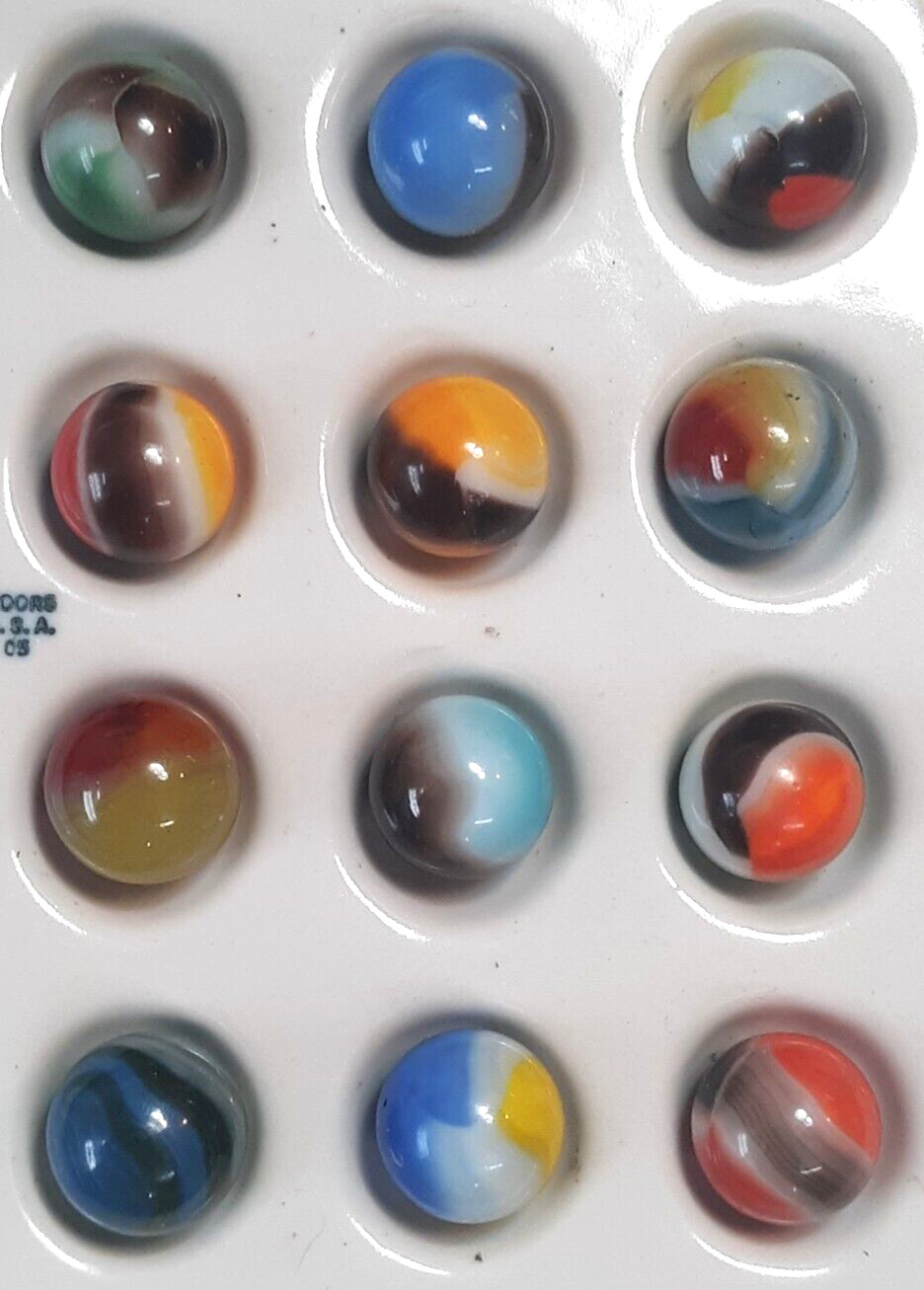 Twelve Wet Mint Vintage Vitro Agate Patches, Collector Marbles #1