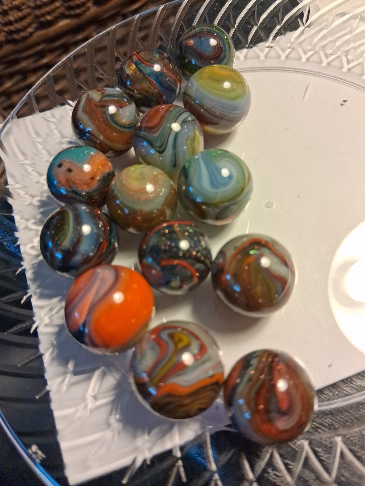 DAS West Virginia Red Buds Marble Collector Series Oxblood/Blues Orange w/Lutz