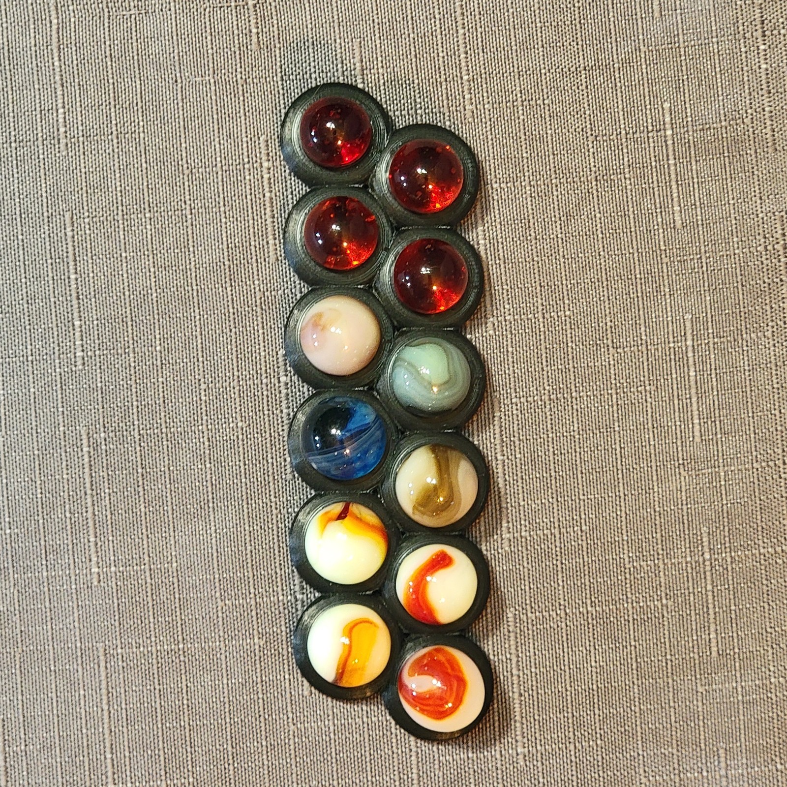 12 Vtg UV Reactive Marbles|Uranium|Cadmium|Cherry Red|Classic Mixed Lot + Stand