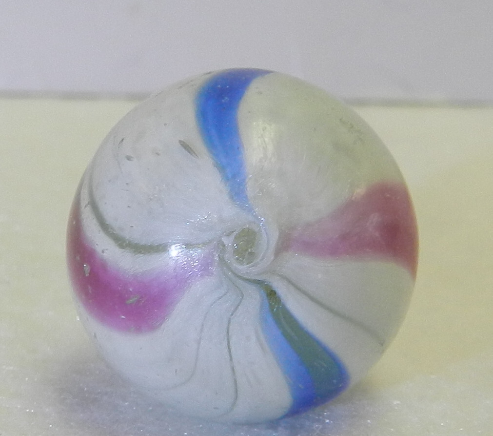#18038m Large .79 Inches Vintage Peppermint Colored German Handmade Marble