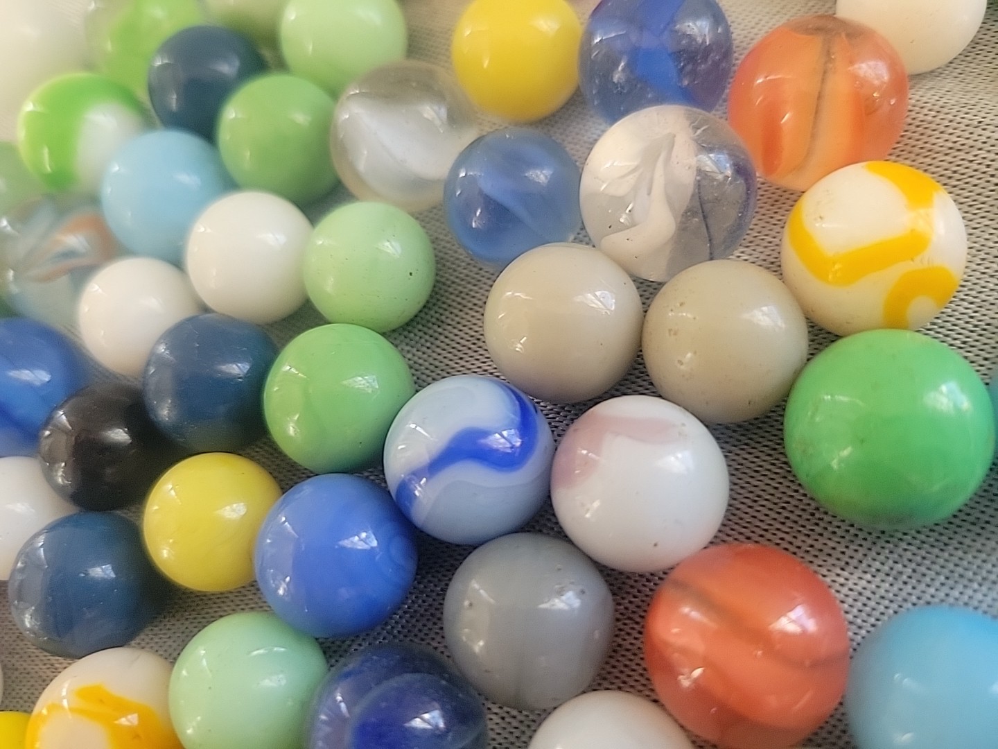 Vintage Lot Of 96 Glass Marbles In Ball Jar