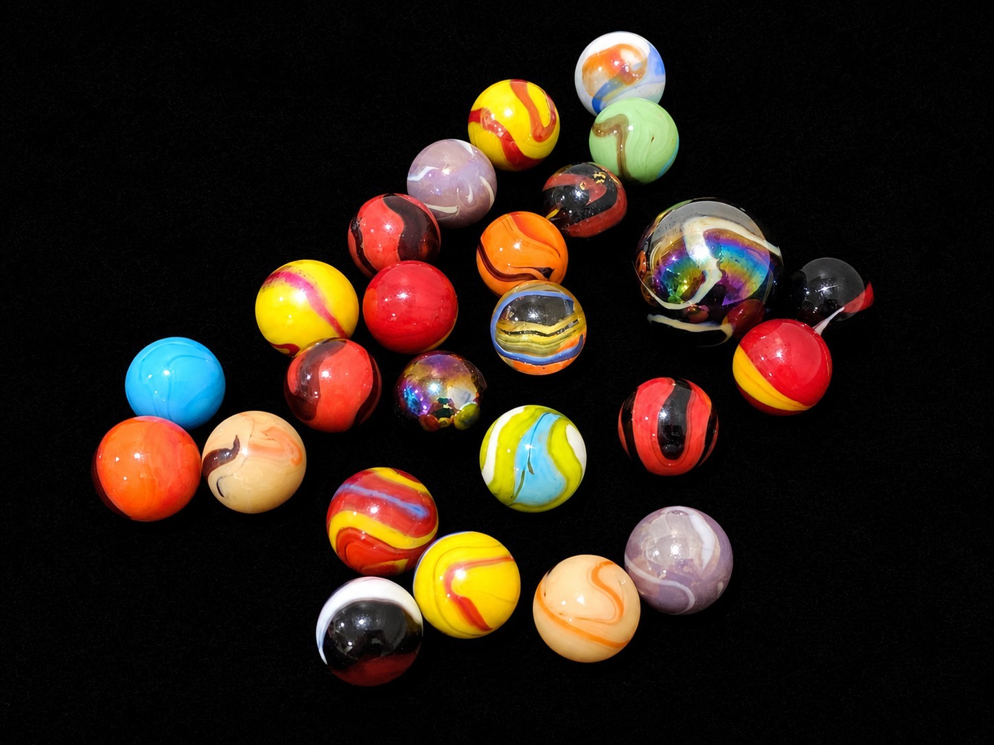 Vintage Glass Marble Lot 25 Swirl Marble Mix Colorful Collectible Group