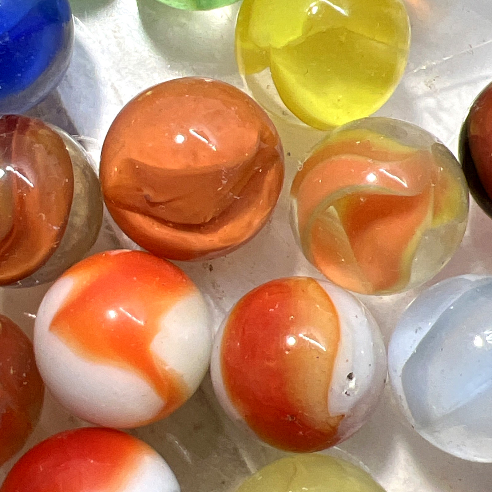 Estate Item: Antique Vintage Lot Of Clear/Swirl Glass Marbles 54 Pc Lot #1