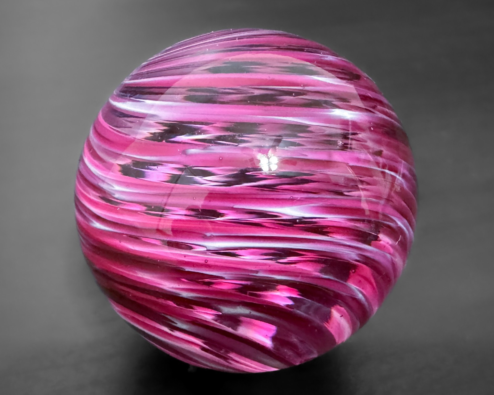 Steve Davis 1.5″ Pink Swirl Handmade Contemporary Handblown Art Glass Marble
