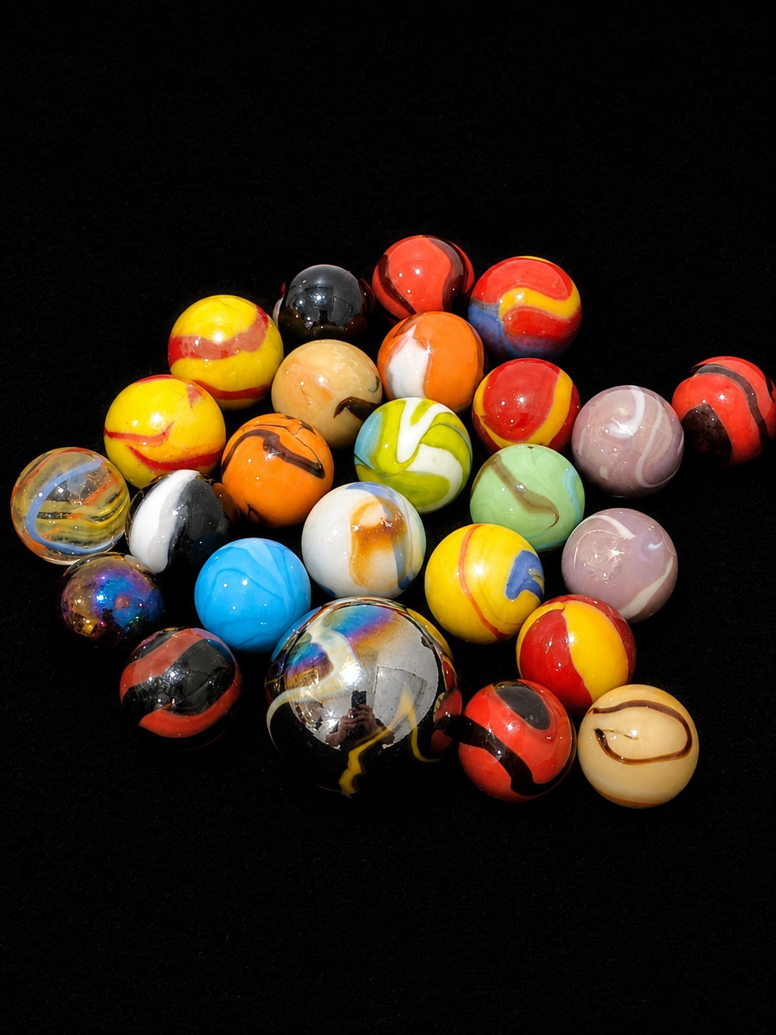 Vintage Glass Marble Lot 25 Swirl Marble Mix Colorful Collectible Group