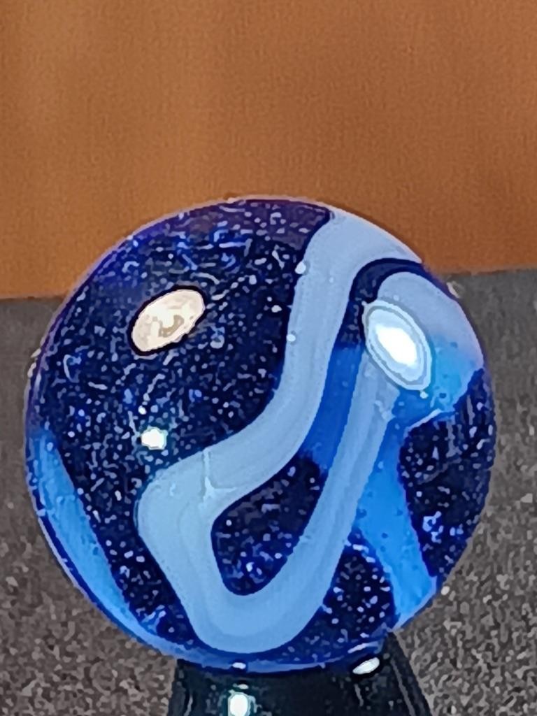 5/8″ Vacor Transparent Cobalt Sapphire Blue Jay Pearl White Serious Marble B232