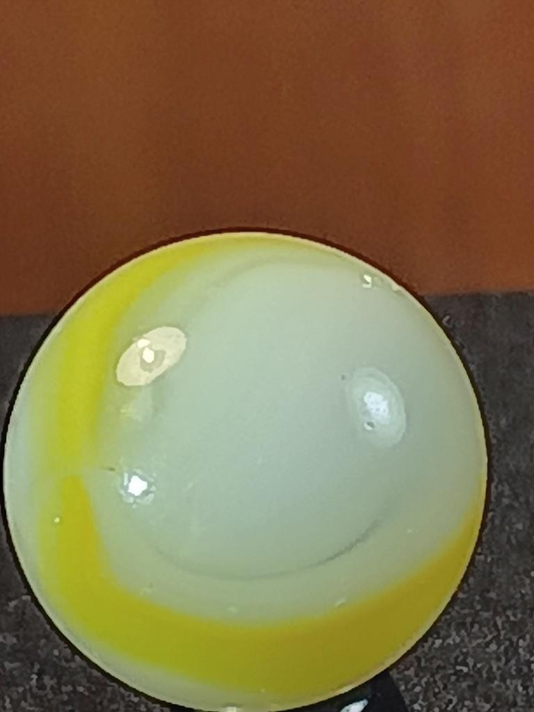 5/8″ Peltier High Noon Sun Yellow Lucent White on Clear NM Serious Marble B291