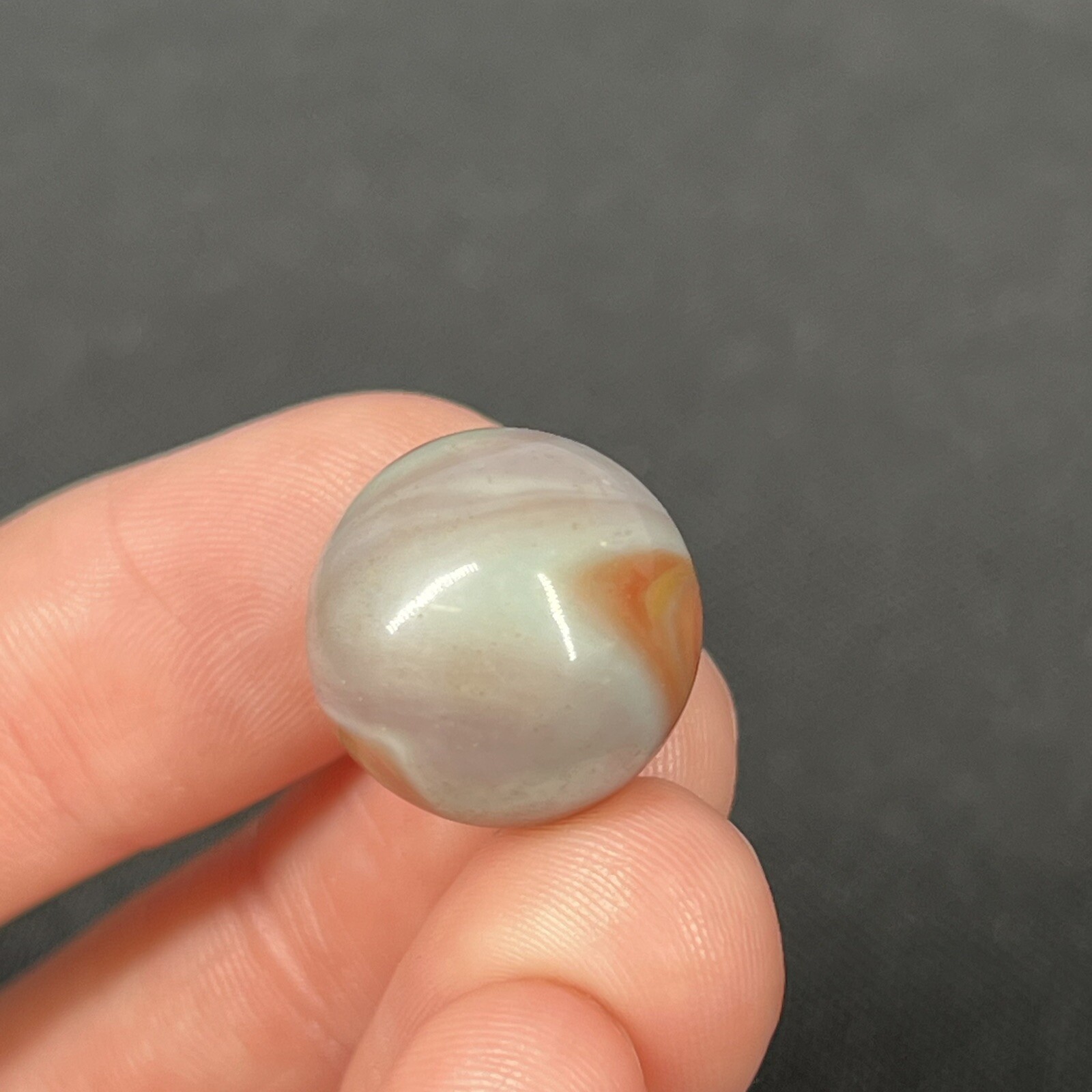Vintage Agate Christensen Peltier Art Glass Swirl Marble .6” Muddy Green