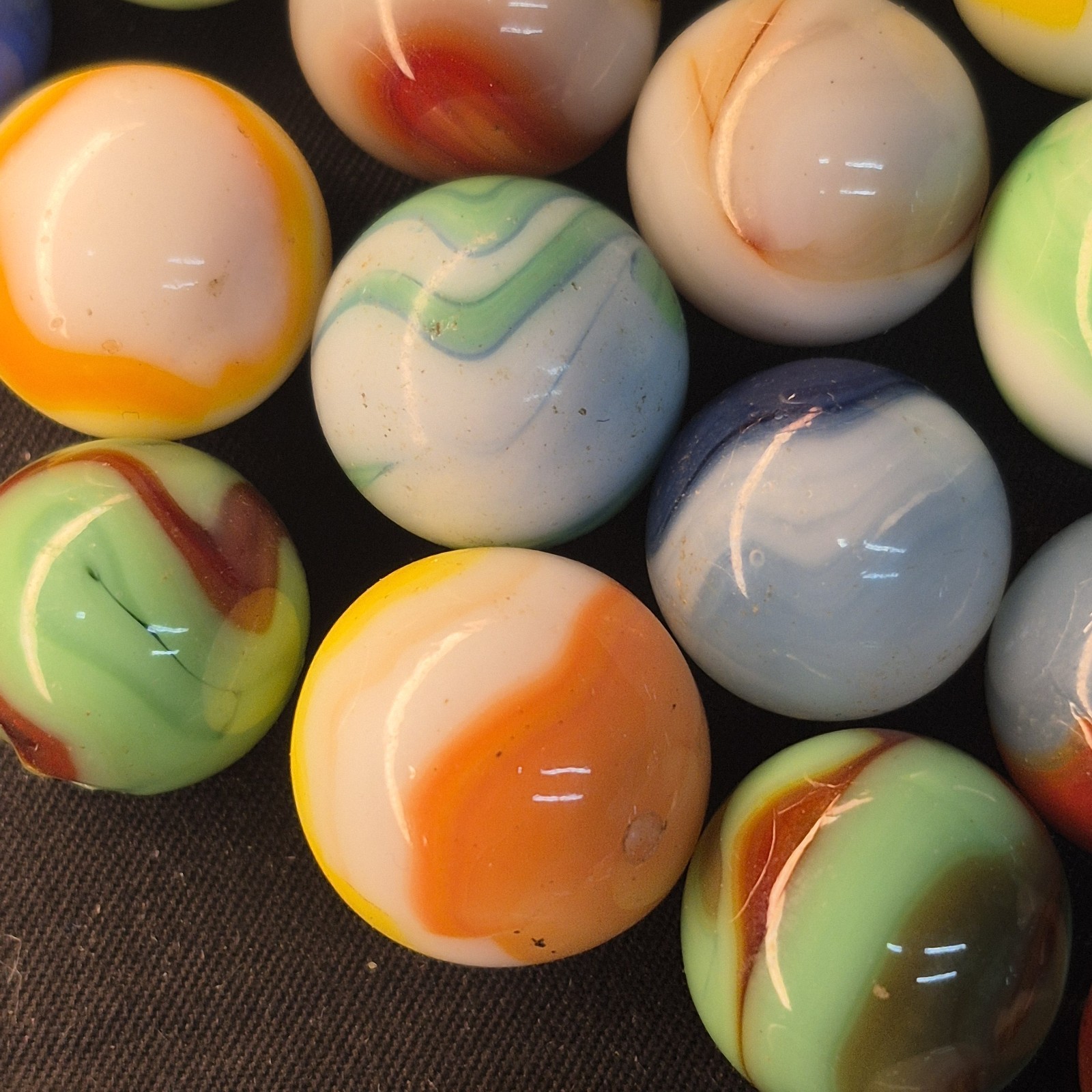 Lot 30 Vintage Marbles Glass Akro Vitro Peltier Marble King Swirl Patch VG USA