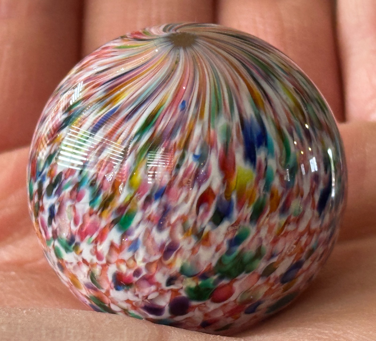 LARGE Contemporary Handmade HOT HOUSE Art Glass Marble SPOTTED ONIONSKIN – 1.50″