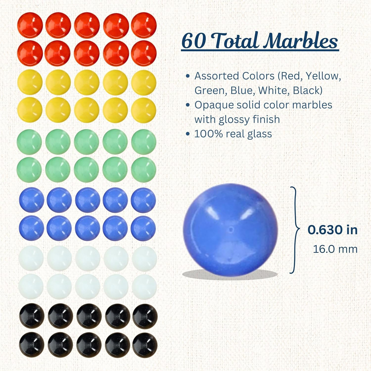 Replacement Glass Marbles – 60 Count for Chinese Checkers – Colored Game Piec…