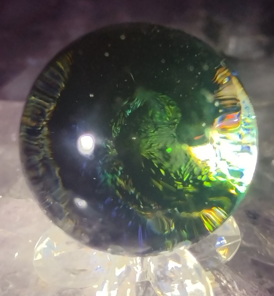 1″ STUNNING CONTEMPORARY ART MARBLES – GLITTER RAINBOW GALAXY -BEAUTY NM LOOK