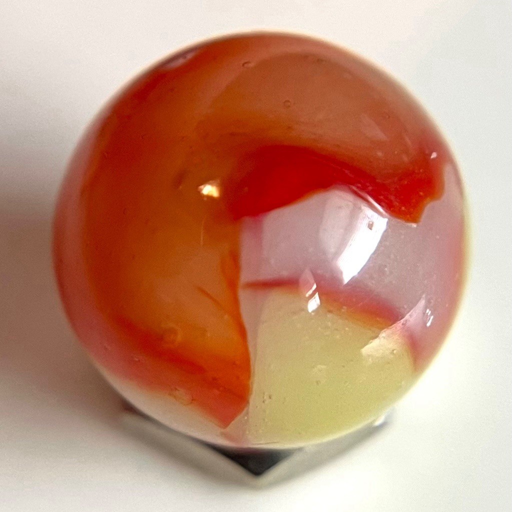 💥 HTF Vintage Marbles Peltier Akro Kokomo Opal Ribbon and Patch Marble .61”