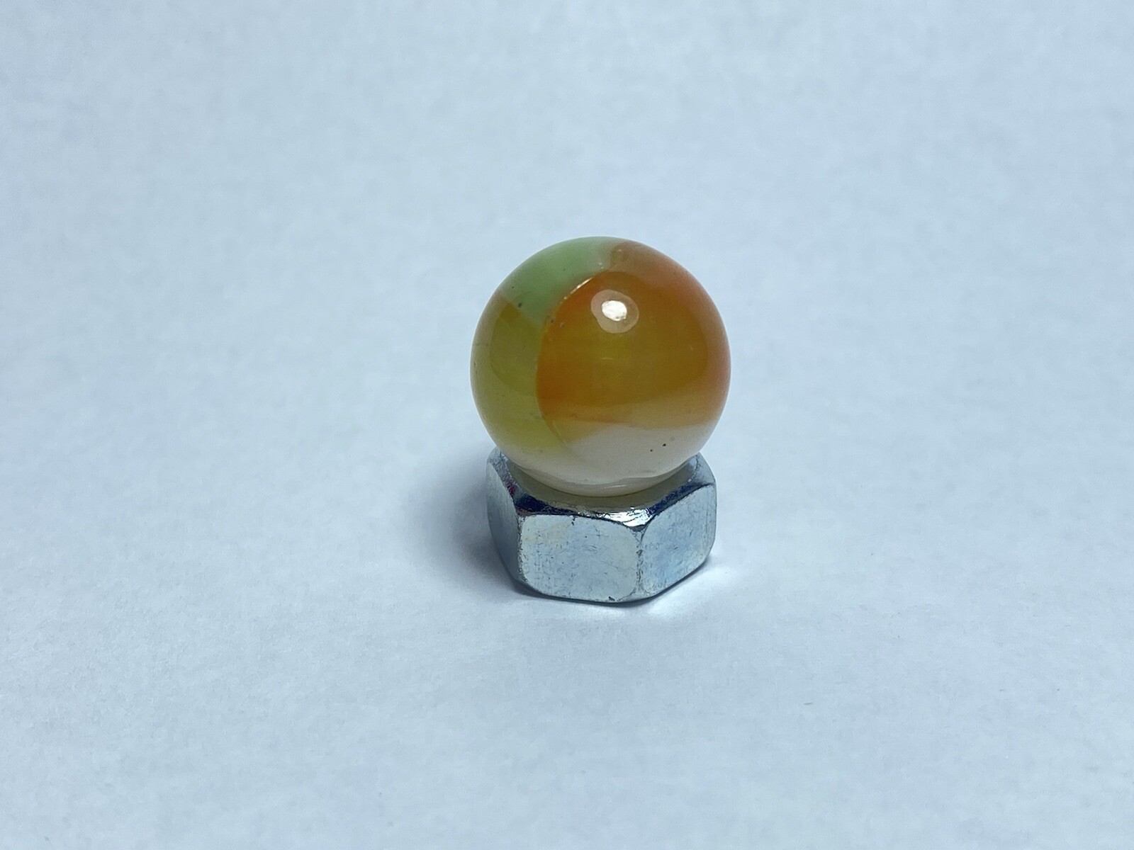 Vintage Master Marbles Green Orange Yellow & White Patch 0.60″ Toy Glass Marble