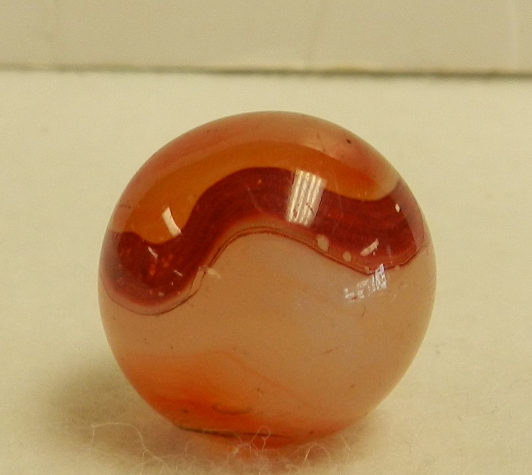 20652m Large .75 Vintage Akro Agate Carnelian Oxblood Corkscrew Shooter Marble