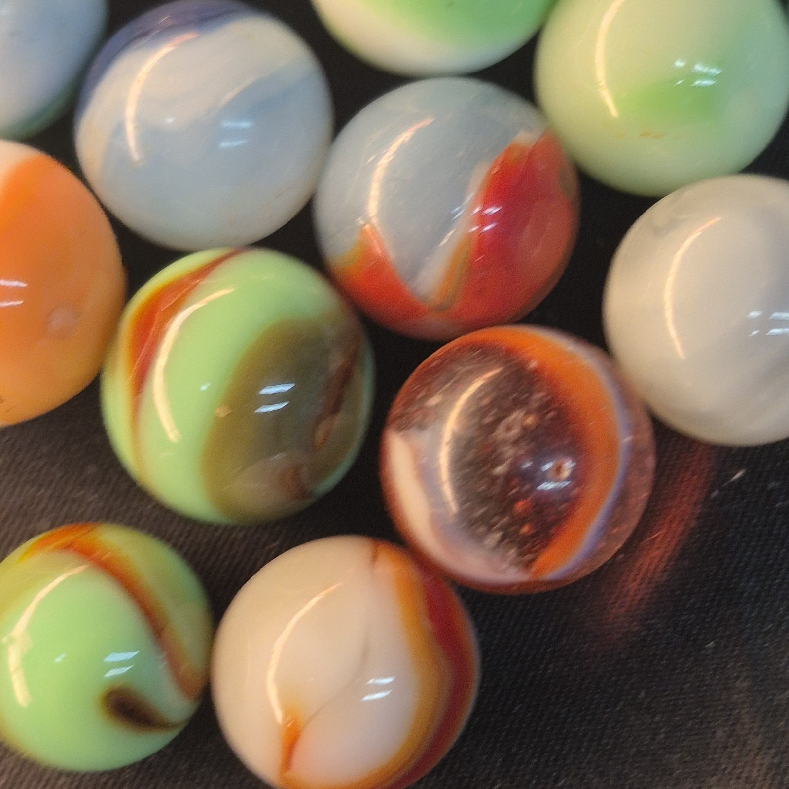 Lot 30 Vintage Marbles Glass Akro Vitro Peltier Marble King Swirl Patch VG USA