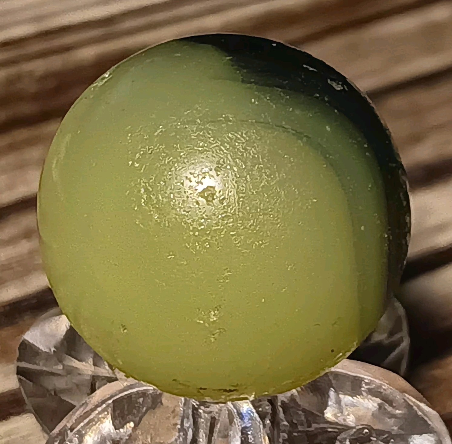 Akro Agate Limeade Patch Marble. Highly Fluorescent 3/4″ Shooter. Dug