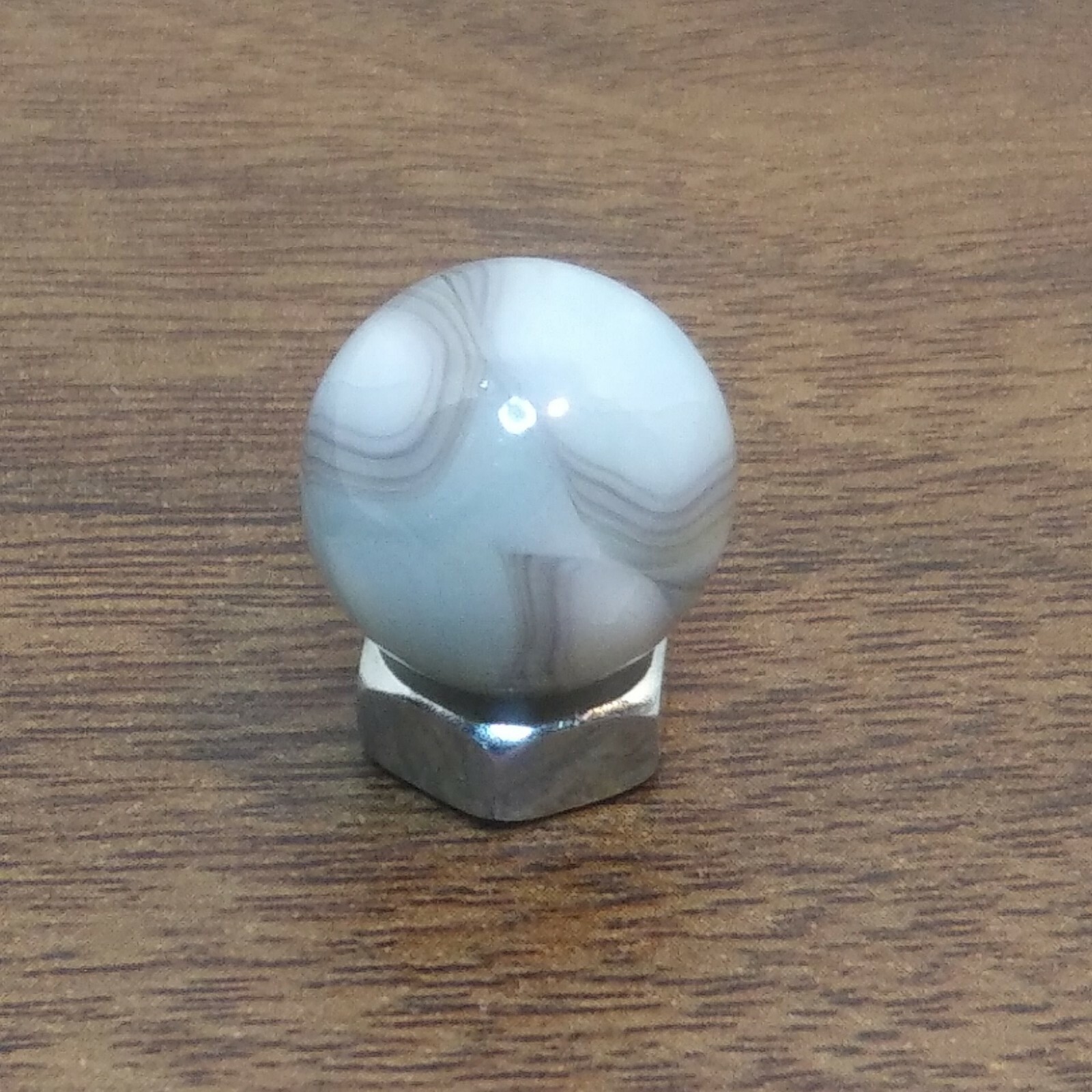 Vintage peltier glass rainbo marble white brown brilliant markings #4