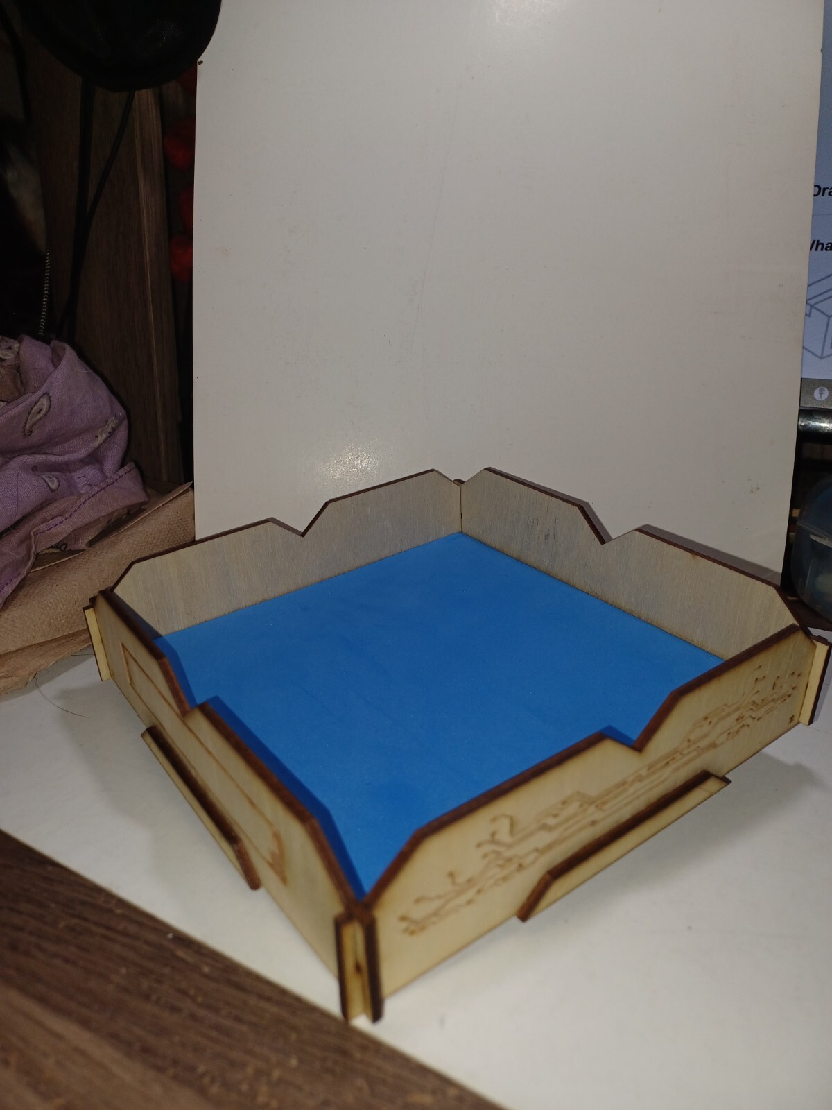 laser cut Sci-Fi dice rolling tray 6.25 x 6.25 baltic birch Blue bottom