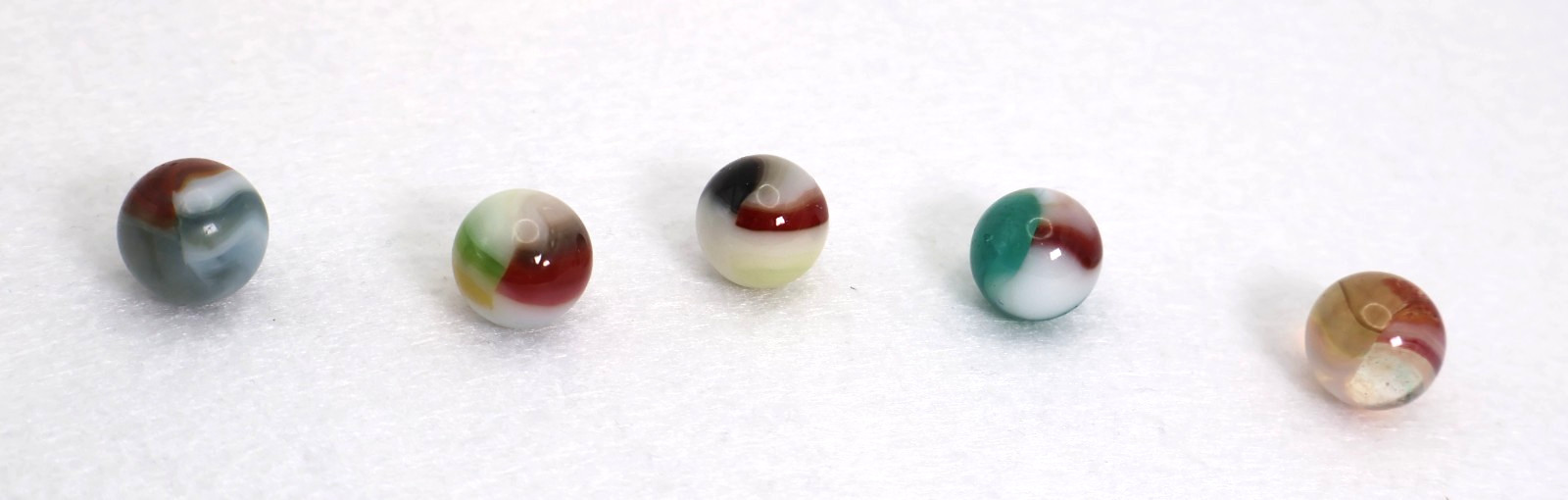 5pk 5/8″ Vitro Agate Marble Mix Tri-lite, aquamarine, buttermilk? NM-M