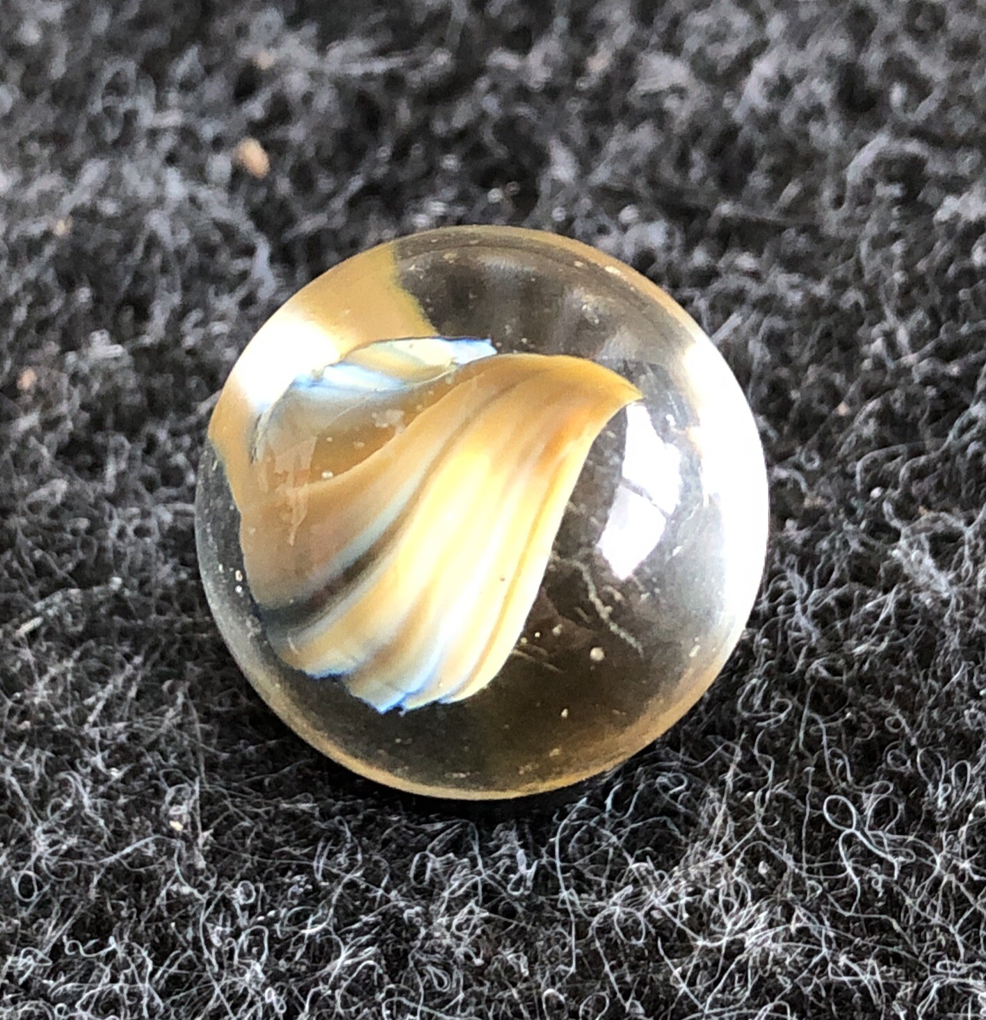 Peltier Hybrid Blue/Yellow Banana Puffy Cat’s Eye Marble .63” Or 5/8” Look!