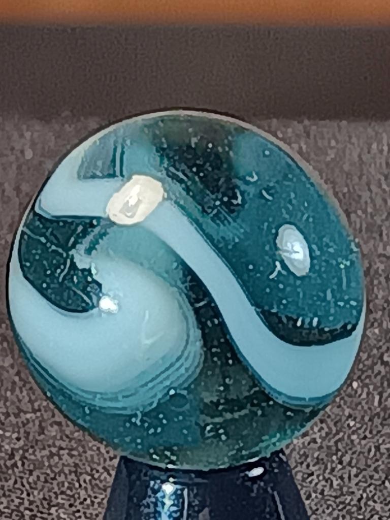 5/8″ Vacor Transparent Blue Mist Pearl White Swirl Near Mint Serious Marble B95