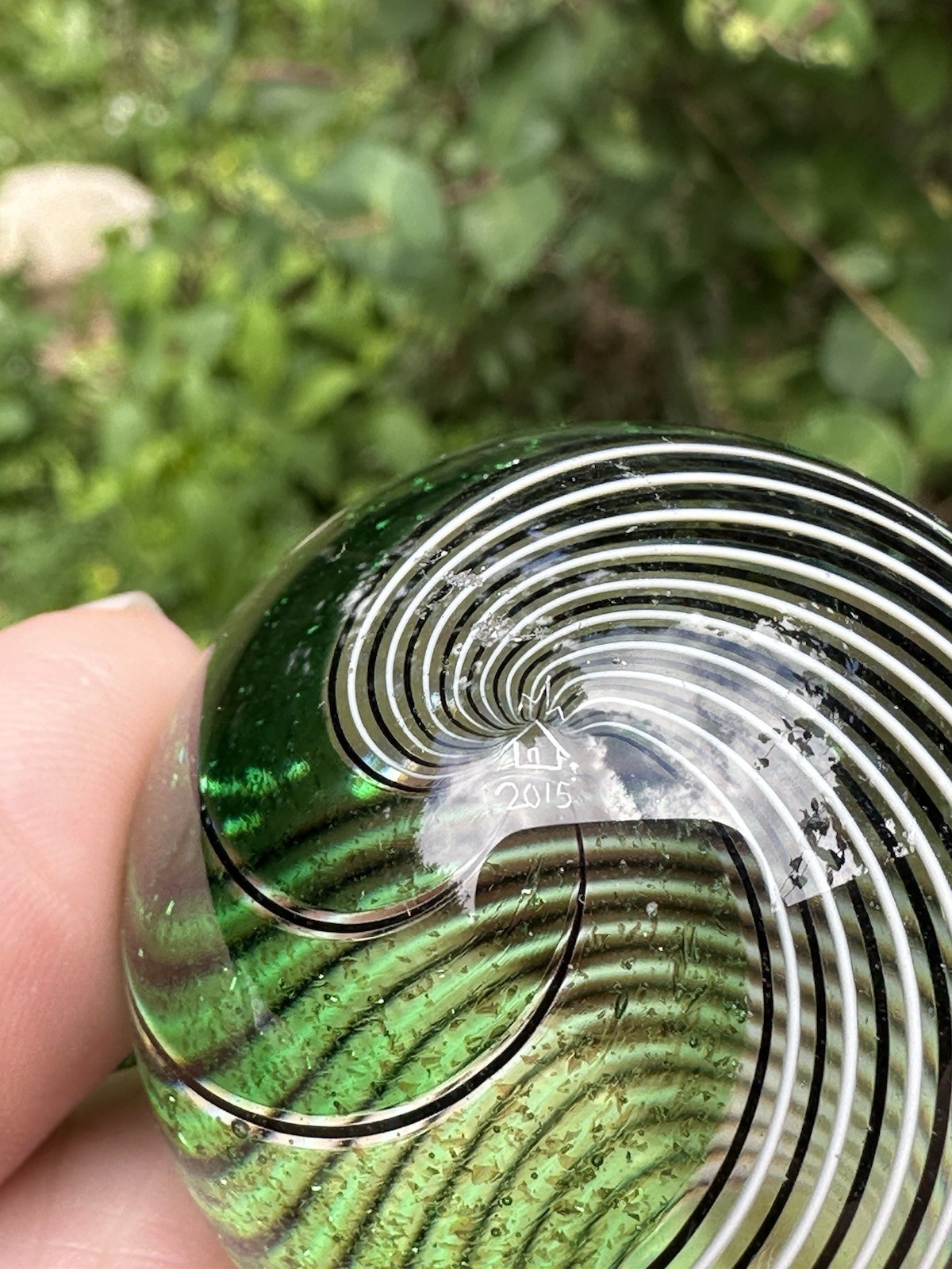 40mm Hot House Glass Signed Dichroic Double Spiral Marble Borosilicate 2015
