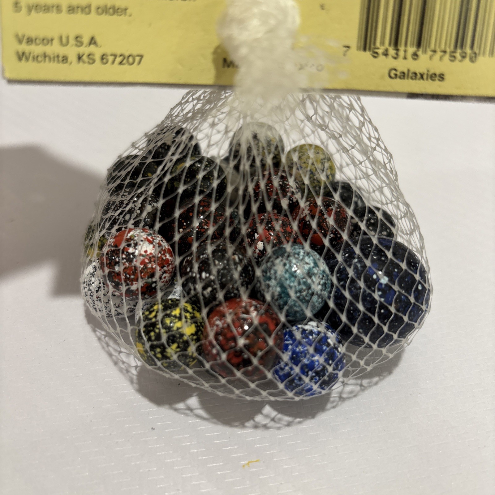 “GALAXIES” VACOR MEGA MARBLES Vintage 1990s Net Bag 35 16mm/1 25mm Shooter
