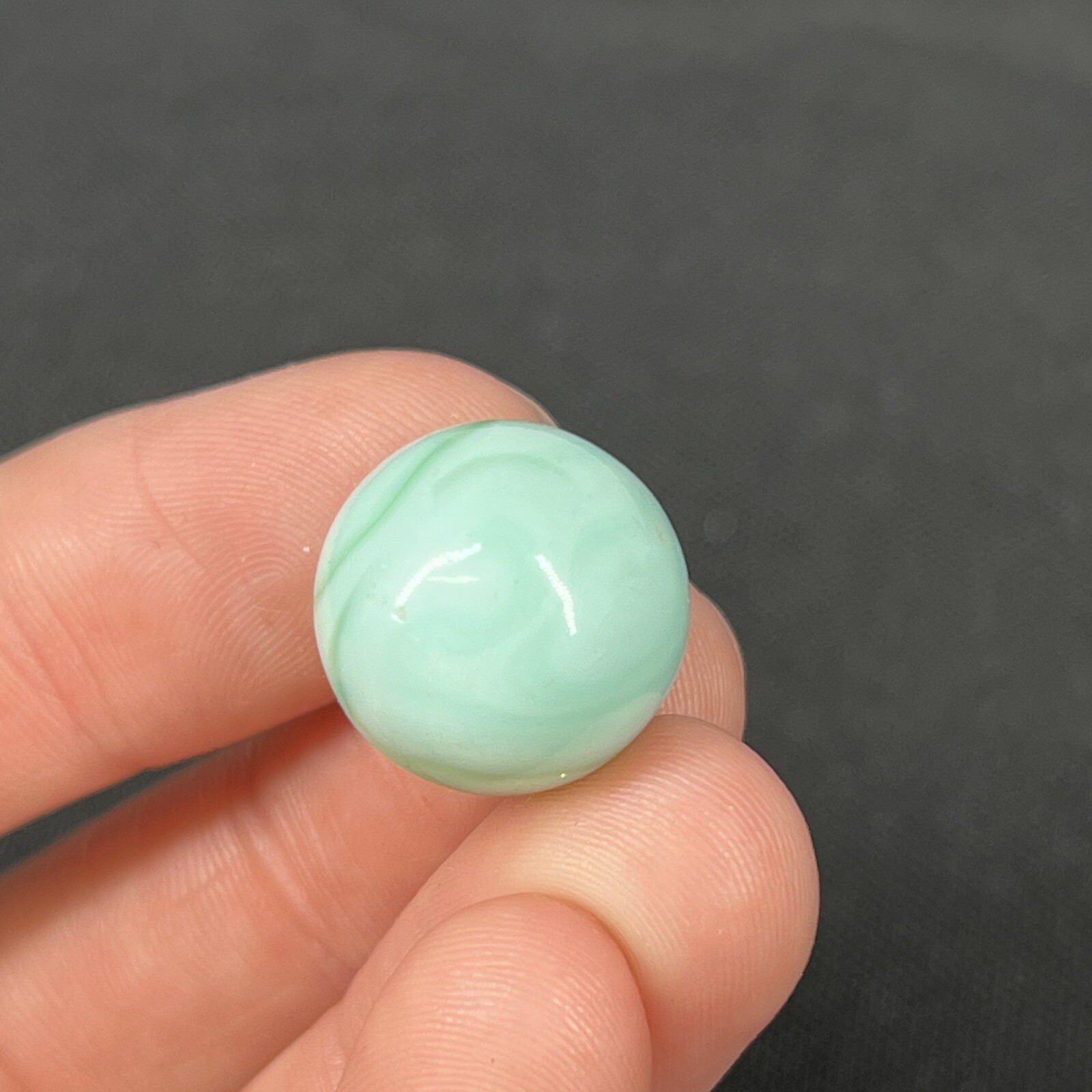 Vintage Agate Christensen Peltier Art Glass Swirl Marble .6” Mint Green