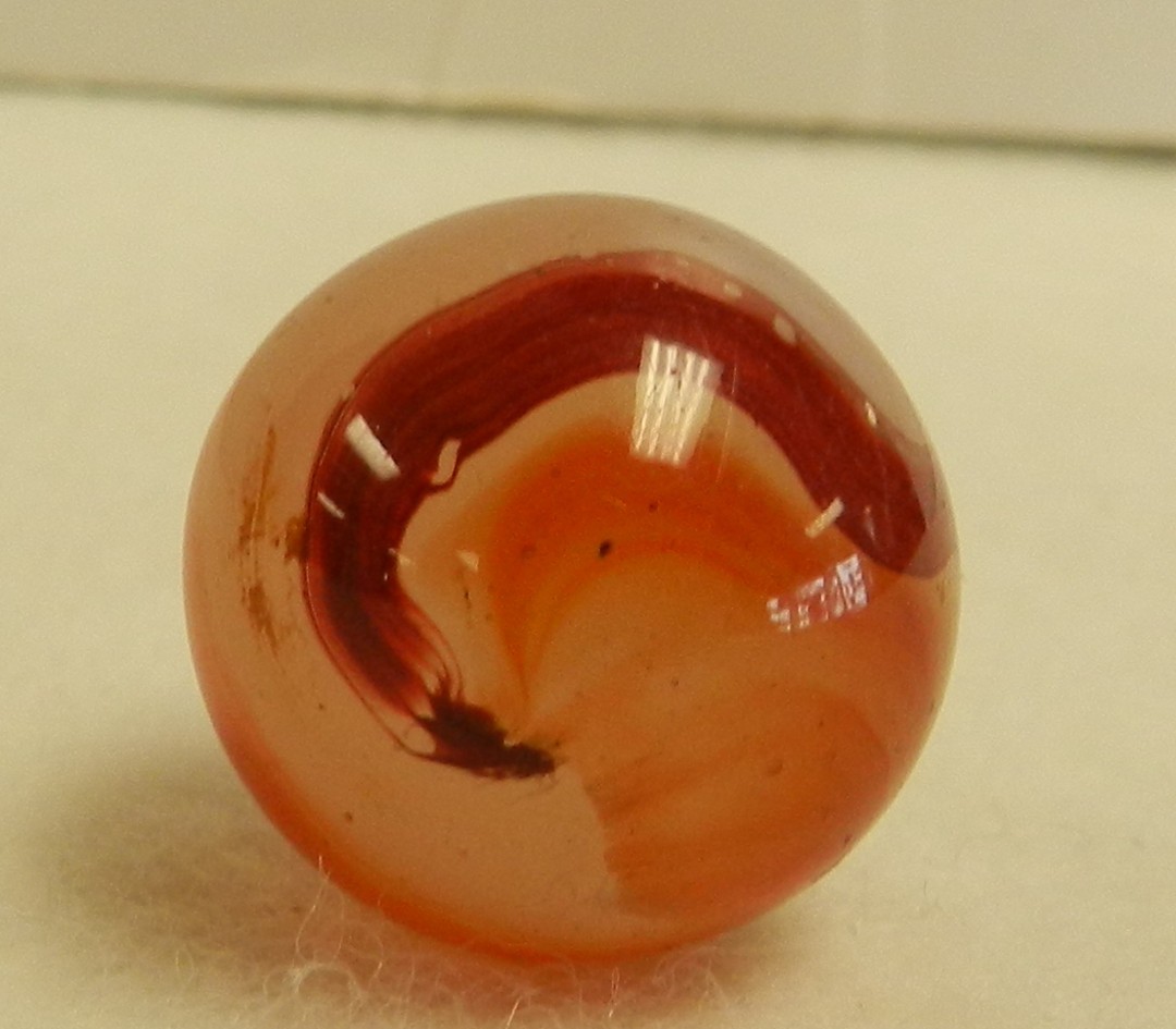 20652m Large .75 Vintage Akro Agate Carnelian Oxblood Corkscrew Shooter Marble