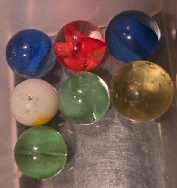 7pc Super Glow UV Reactive Marble Lot Uranium Selenium Cadmium Glass