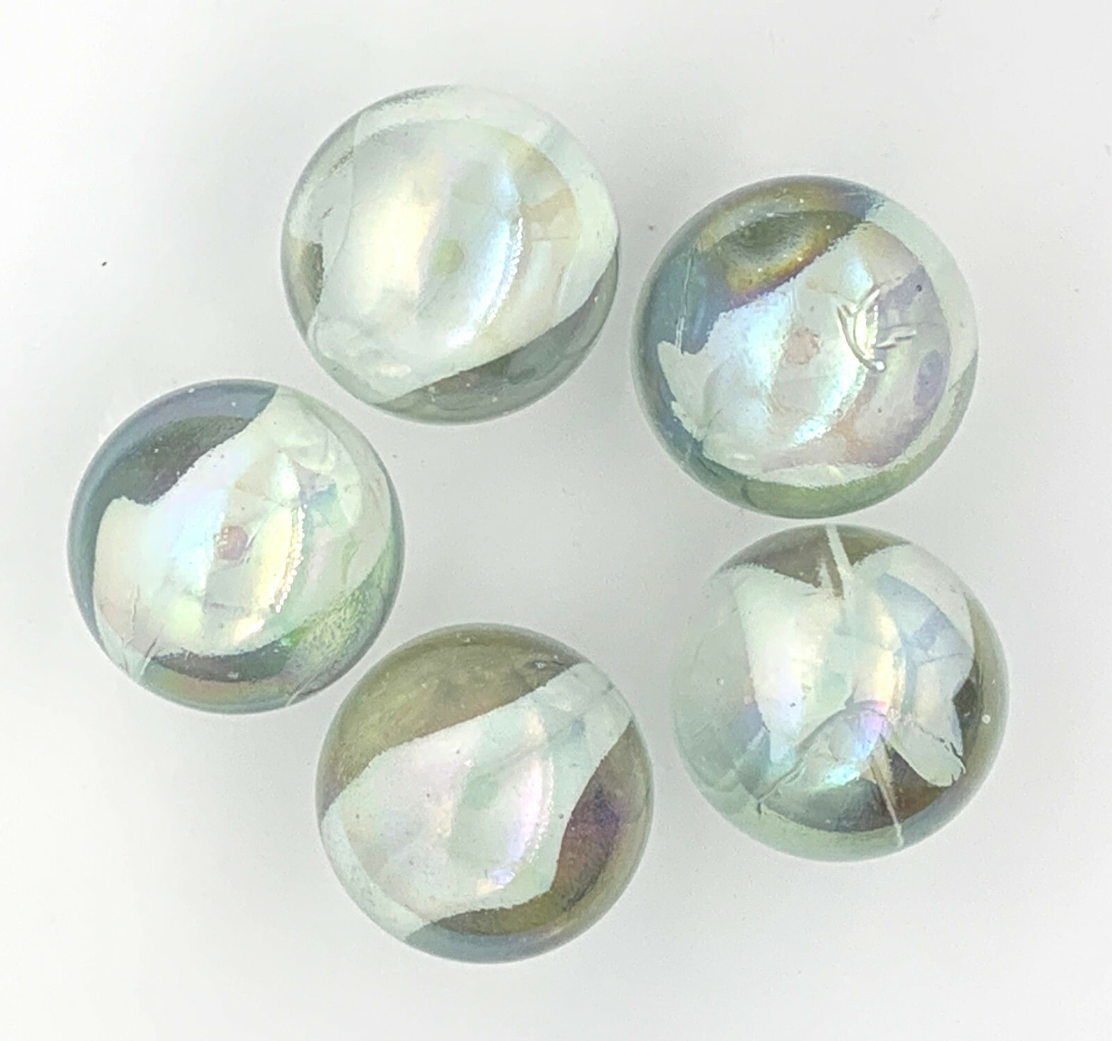 Pack of 5 White Snowflake 25mm Cats Eye Glass Marble VACOR 1997-2008 Cats Eye