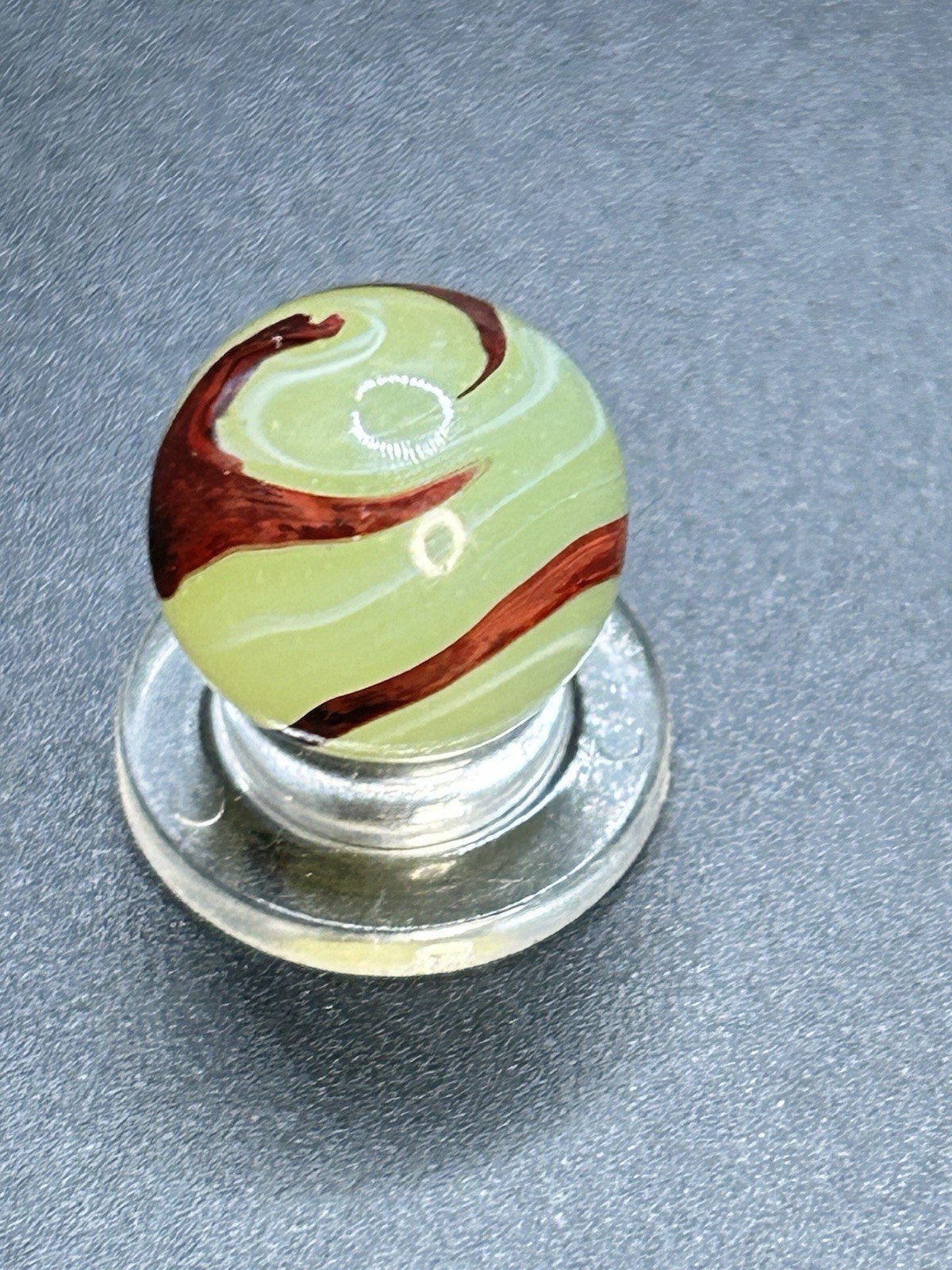 Vintage Akro Lemonade Oxblood Marble UV Lashes w/ Wide Oxblood Pattern 0.629”