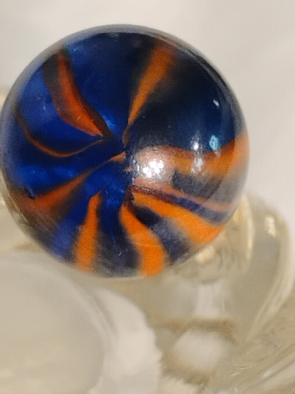 Vintage Vitro Alley Agate Asian Bomber Blue Orange 8 Vien Translucent Marble ?