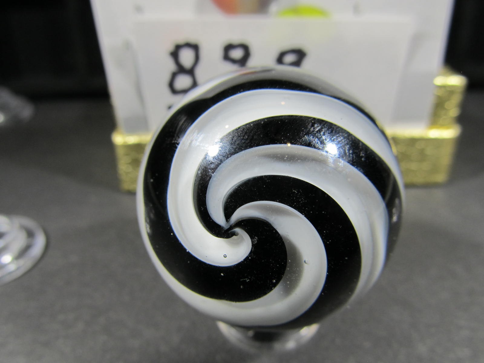 BEAUTIFUL RETRO BLACK LICORICE & WHITE STRIPED MARBLE-MINT-SIGNED