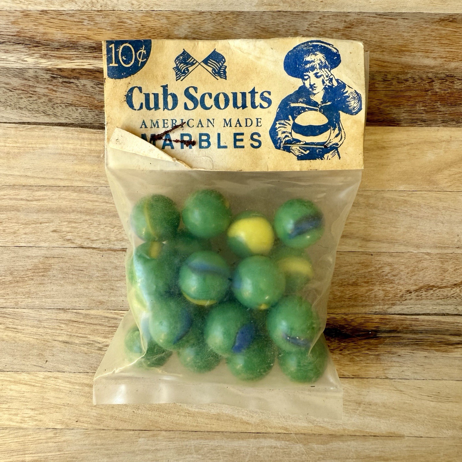 Vintage Cub Scout Glass Marbles NOS Made In The USA