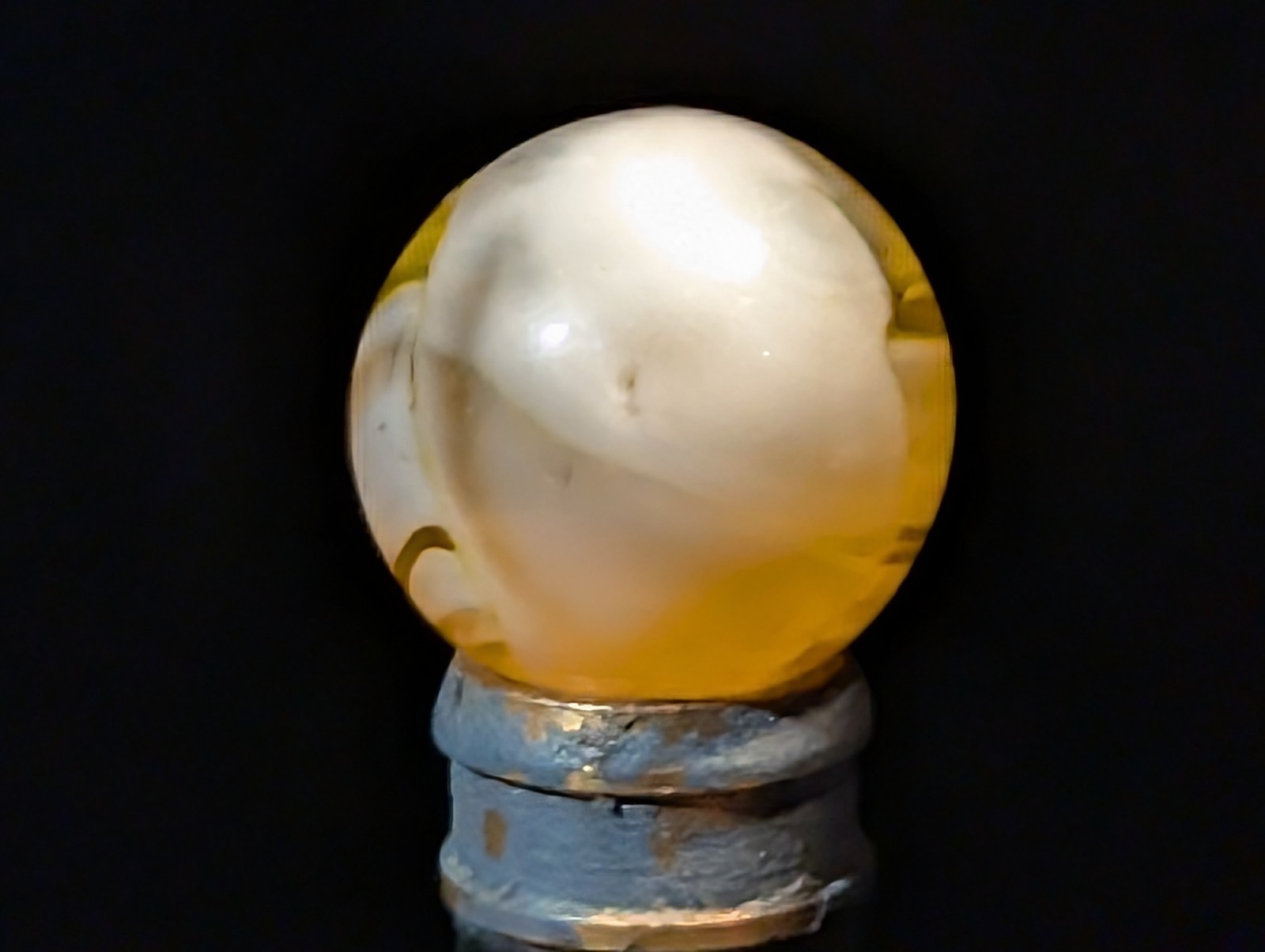 CAC ELECTRIC YELLOW 2 Seam STRIPED TRANSPARENT MARBLE 21/32″ Near Mint 8.8