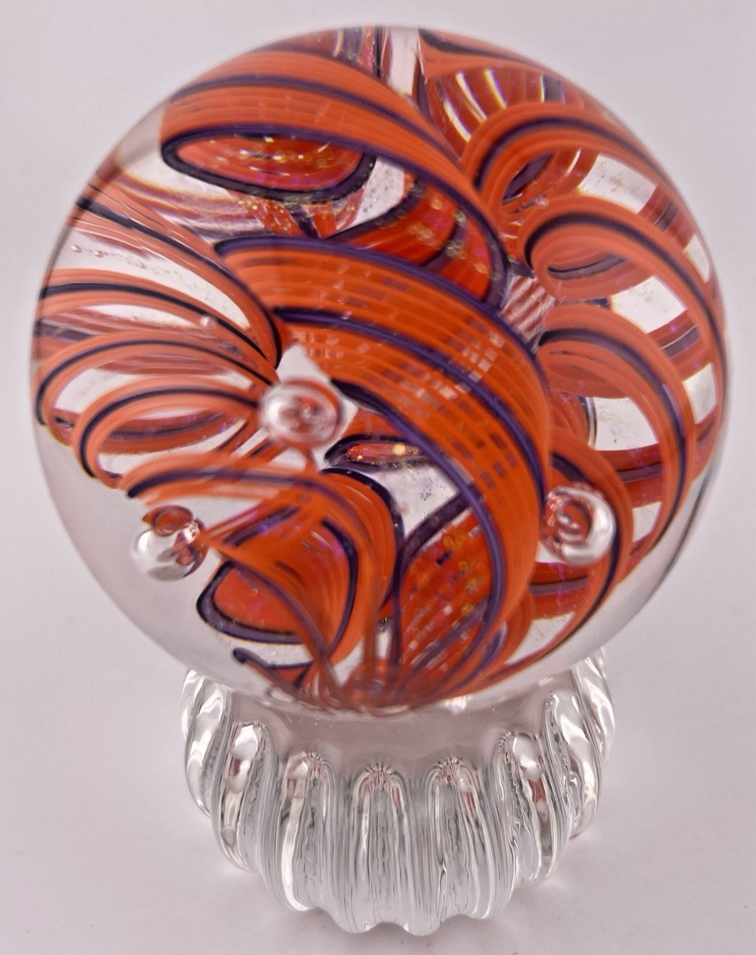 JAMES ALLOWAY 2023 Orange/Purple Dichroic QUADMANIA #442/Glass Marble W/Std 2.3″
