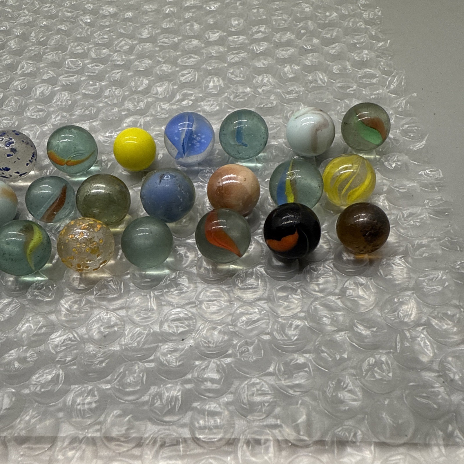 Vintage Marbles Lot of 30 Assorted Sizes Styles Colorful Glass Collectibles USA