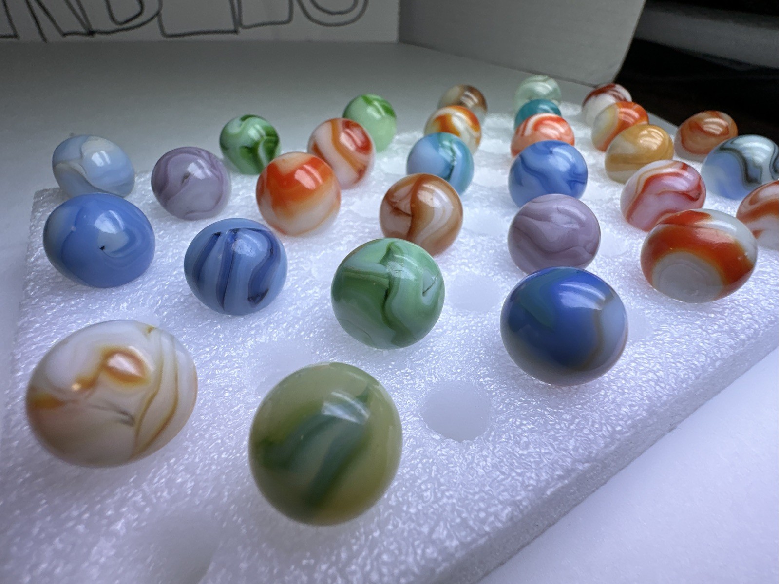199 Lot Of 30 Vintage Heaton Agate Swirl Marbles!