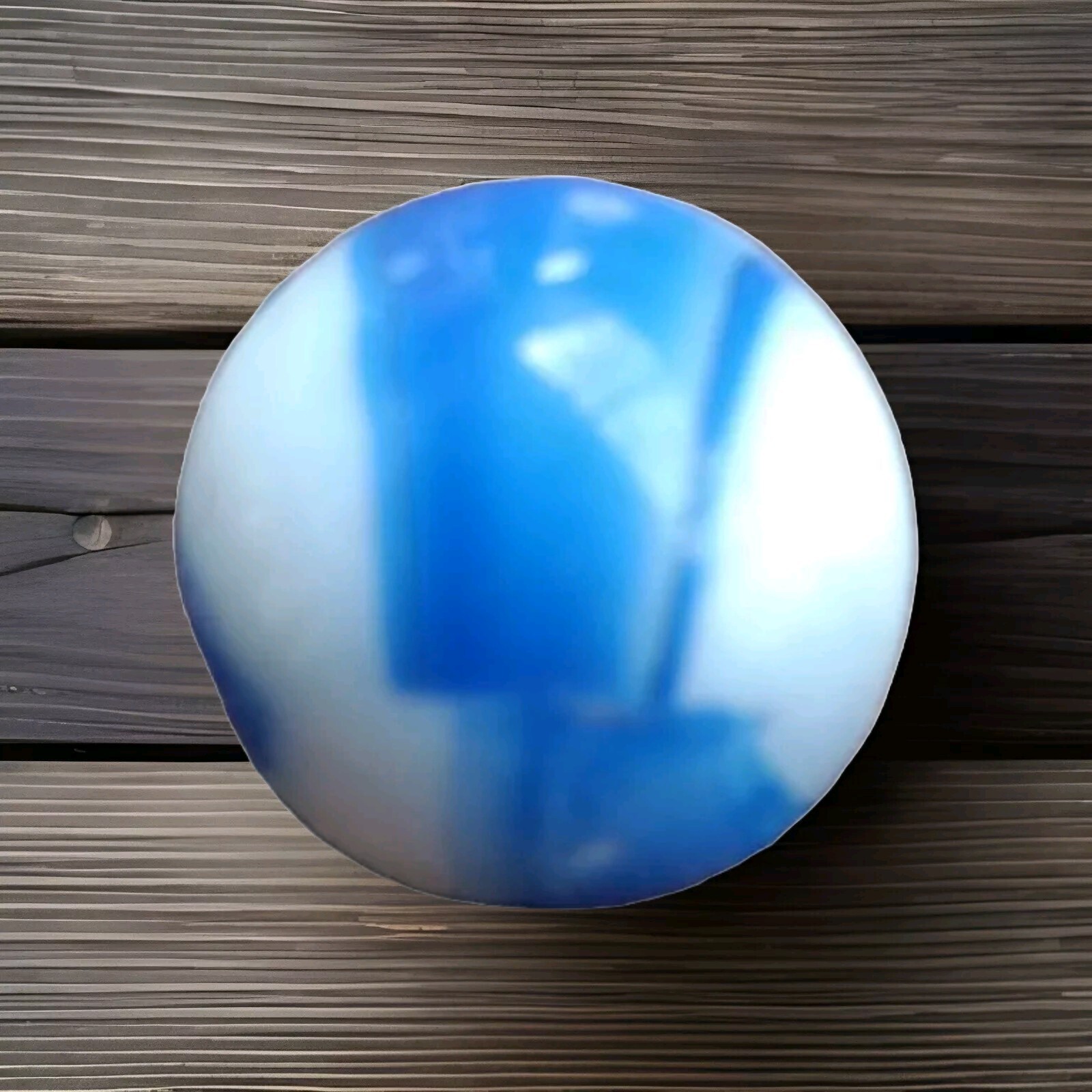 One Vintage Early Machine Made Marble Blue White Swirl made mid 1950 to 1960.