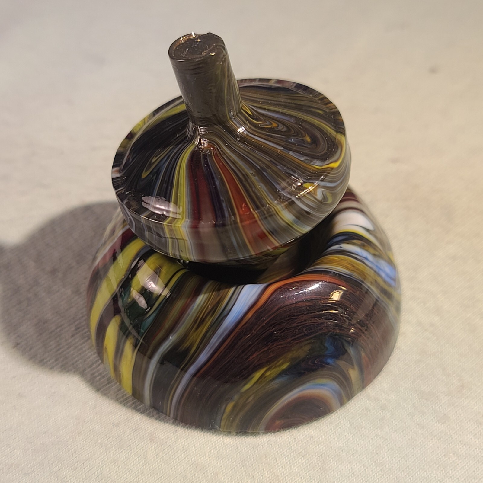 ANDY DAVIS, Glass Art Spinning Top & Base, Megans Run (?), #255E