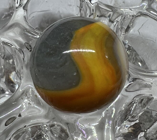 Vintage Marble Transparent Base Yellow Orange White A+ Peltier? Kokomo? Vitro?