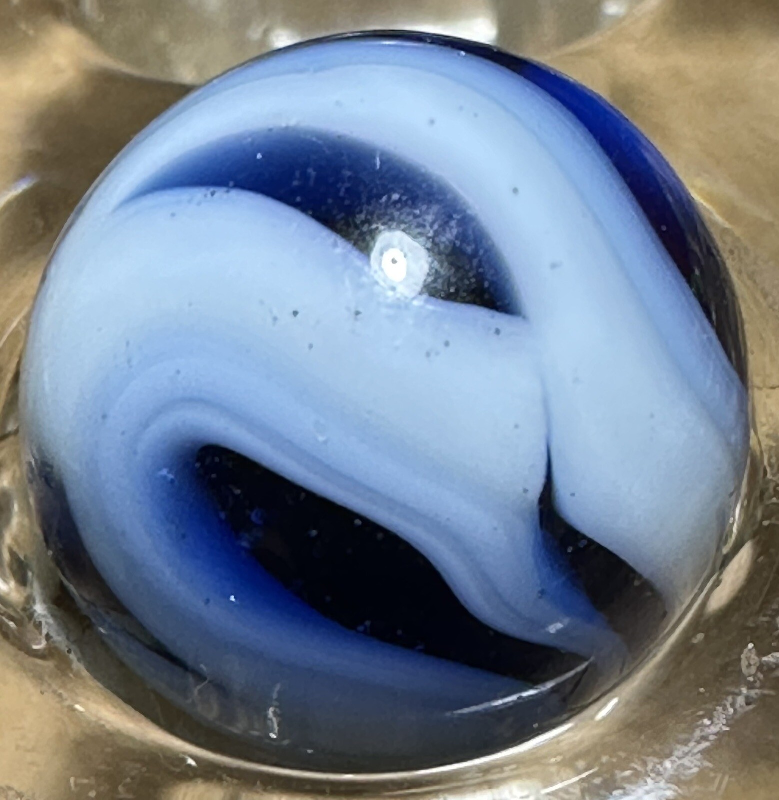 VINTAGE PELTIER BLUE ZEBRA MARBLE (0.56”)