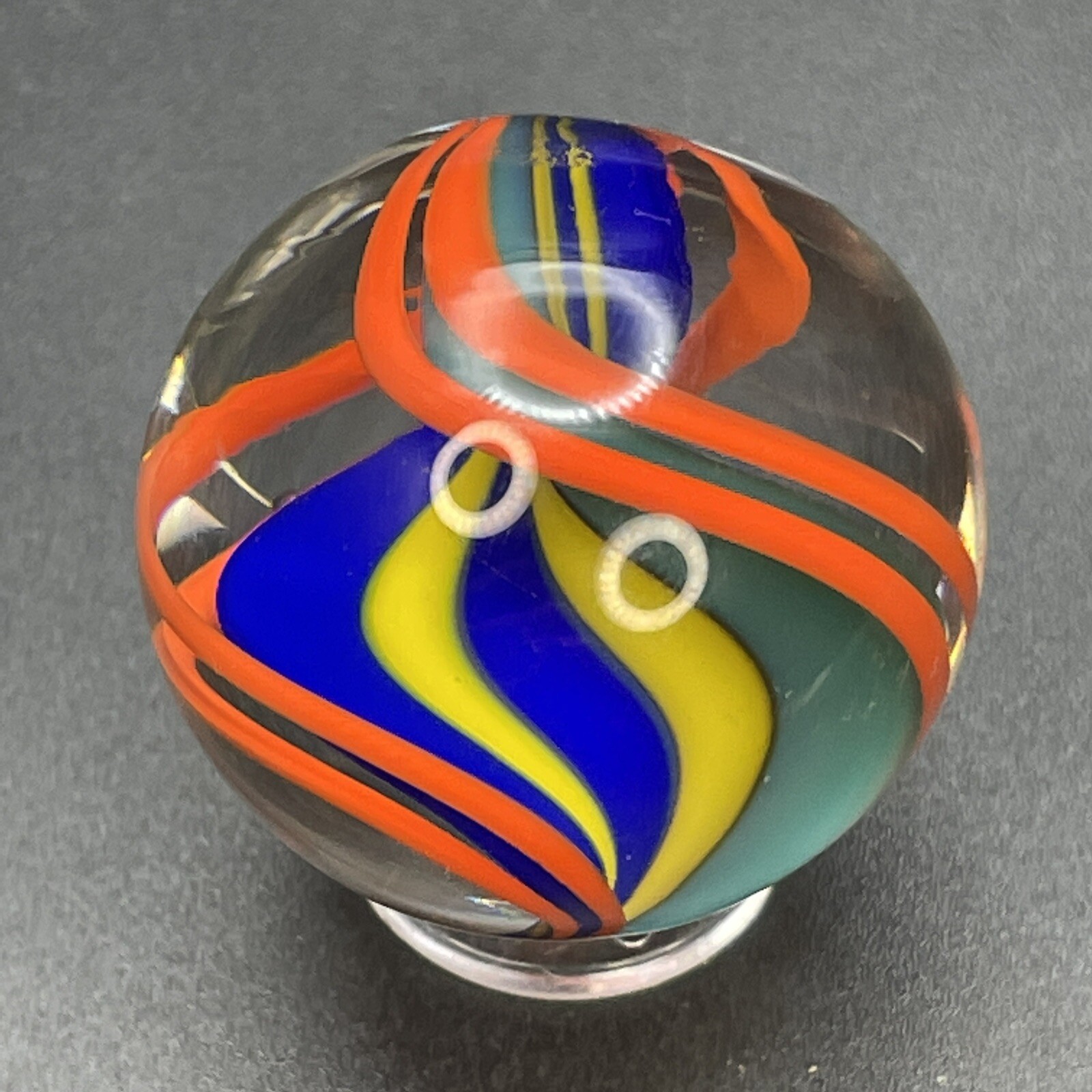 William Murray Contemporary Handmade Ribbon Core Swirl Marble 1-1/4”