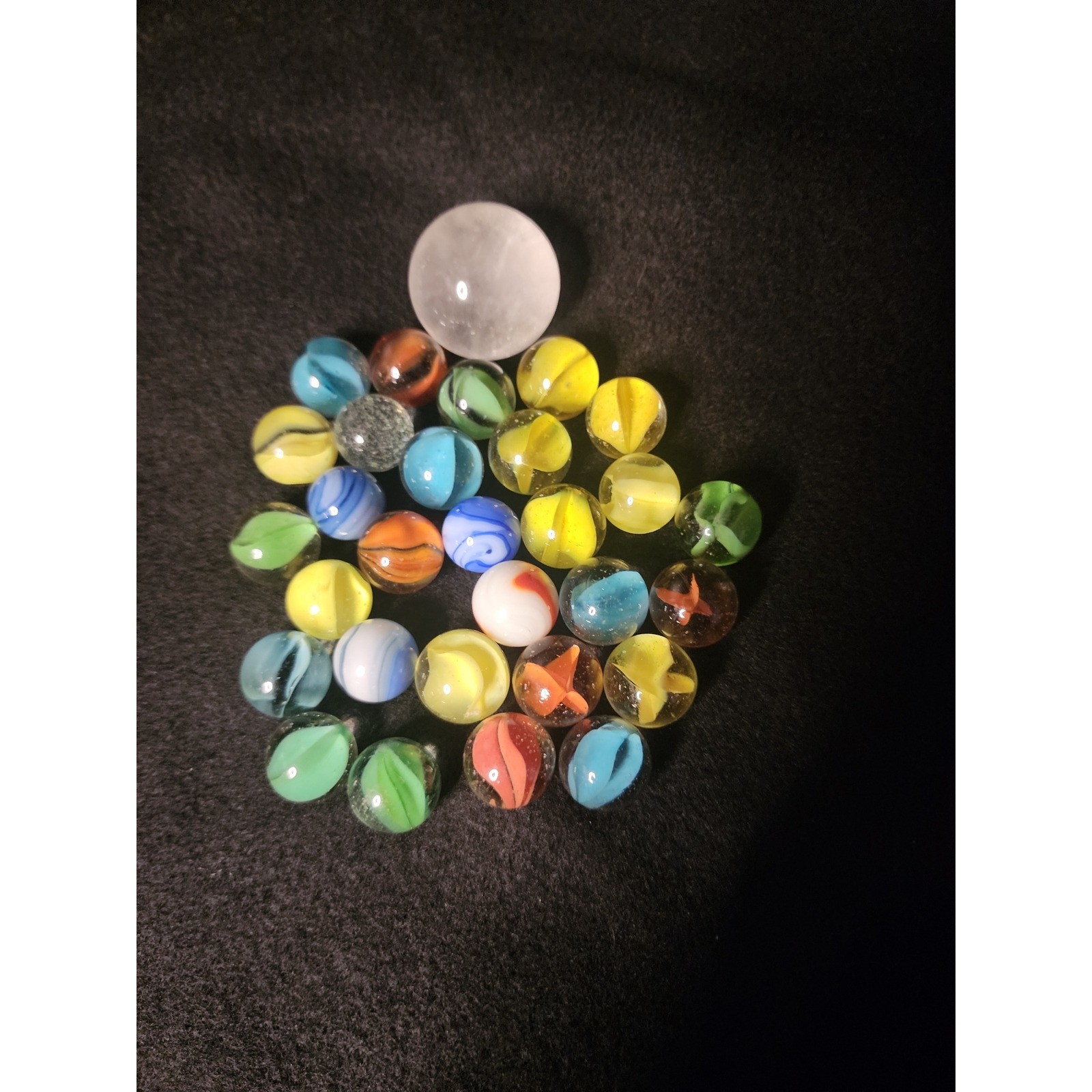 Vintage Glass Marbles Lot Mixed Cat Eye Swirl Shooters 25 Count 6oz Assorted