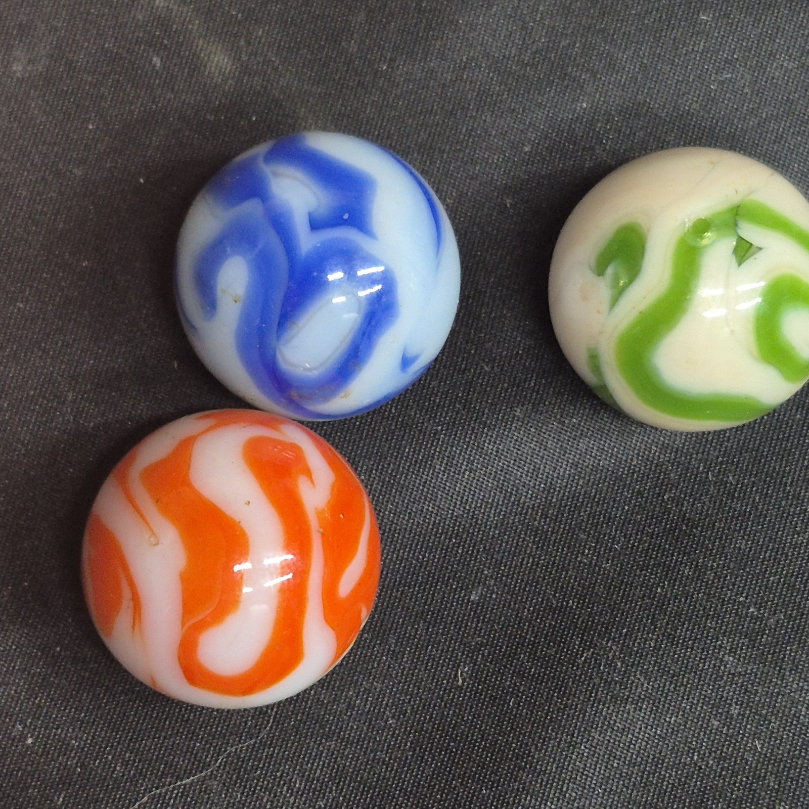 Lot 3 Alley Agate Shooter Marbles West Virginia Swirl 1 inch VG Vintage USA